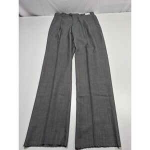 VTG Sansabelt Dress Pants Mens 34x36 Gray Geometric Pleated Straight Unhemmed